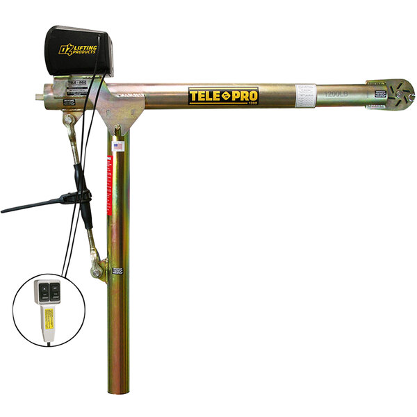 OZ Lifting Products TelePro Davit Crane with 115V AC Electric Winch and Telescoping Arm