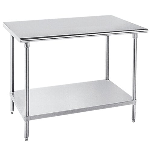 Advance Tabco GLG-487 48" x 84" 14 Gauge Stainless Steel Work Table with Galvanized Undershelf