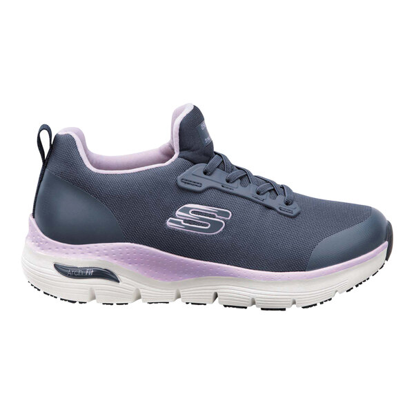 Skechers Leslie Women's 9.5 Arch Fit Medium Width Navy Alloy Toe
