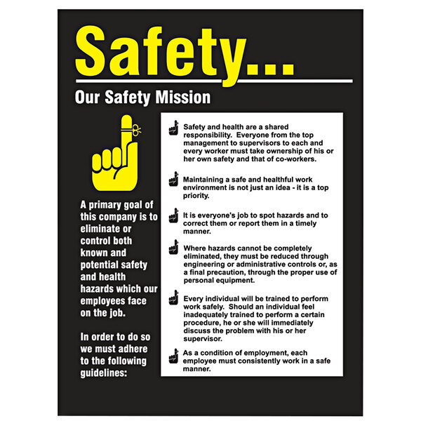 An Accuform laminated plastic safety poster with black and white text on a yellow background.