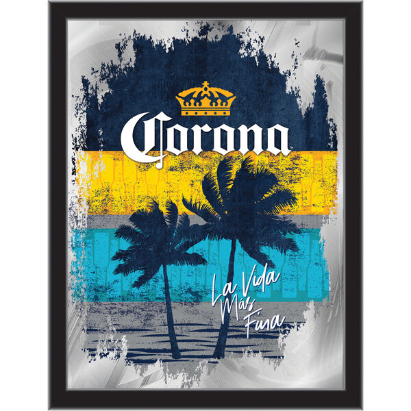 Holland Bar Stool 17" x 22" Corona Sunset Palm Tree Logo Mirror