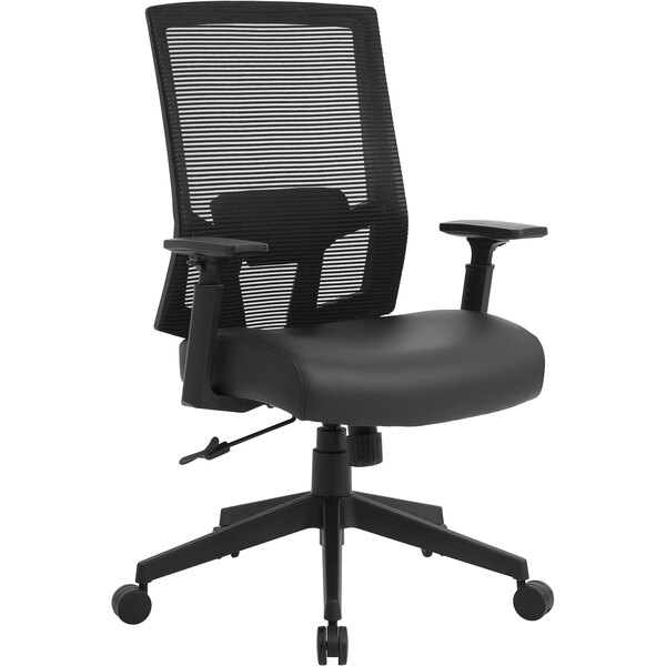 A Boss black mesh back office chair.