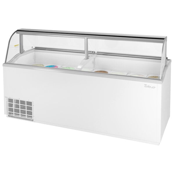 Turbo Air TIDC-91W-N White 91" Low Curved Glass Ice Cream Dipping Cabinet