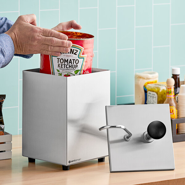 ServSense Single 3.7 Qt. Stainless Steel Condiment Pump Dispenser with