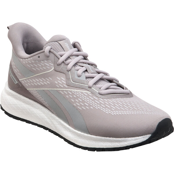 A Reebok men's gray and white athletic shoe.