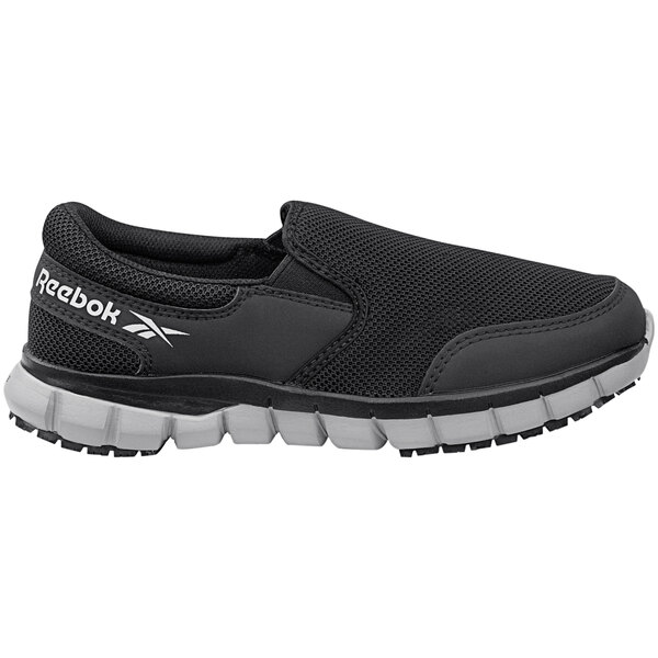 Reebok Work Sublite Women's Wide Black / Gray Soft Toe Non-Slip Slip On Athletic Shoe