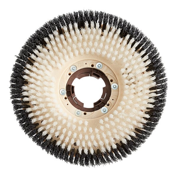 A white circular Lavex carpet brush with bristles and a hole in the center.