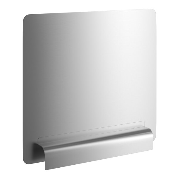 A rectangular metallic panel with a curved edge at the bottom, likely designed to be mounted vertically.