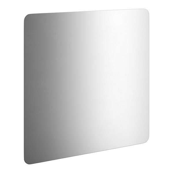 A rectangular, reflective panel with rounded corners, shown against a white background.