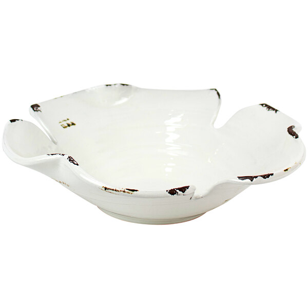 Kalalou White LeafShaped Ceramic Display Bowl