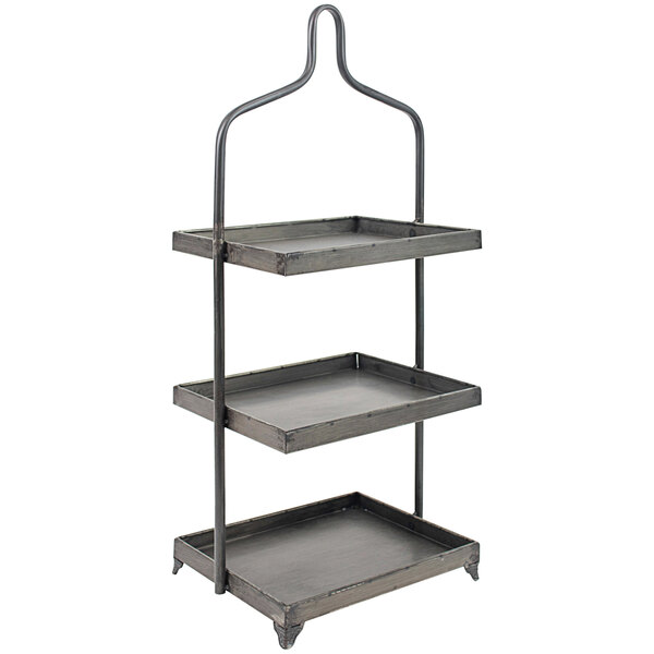 A Kalalou metal 3-tier display stand with three shelves.