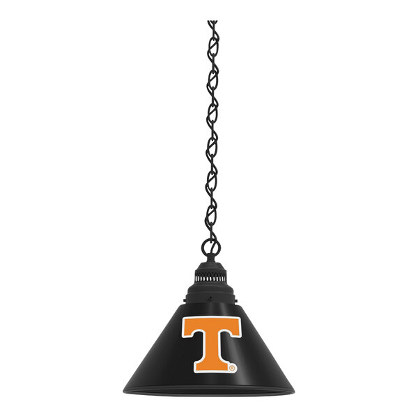 A black pendant lamp with the University of Tennessee logo in orange and white.