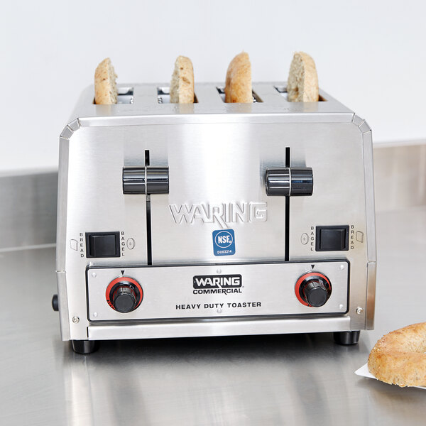 Waring WCT850 Heavy Duty Commercial Combination Switchable Bread and Bagel Toaster 4 Slice - 208V