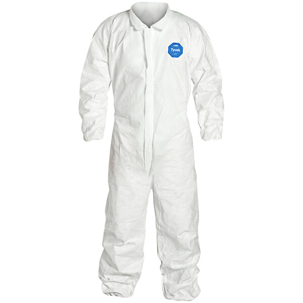 DuPont Tyvek 400 Polyethylene White Coverall with Elastic Wrists and