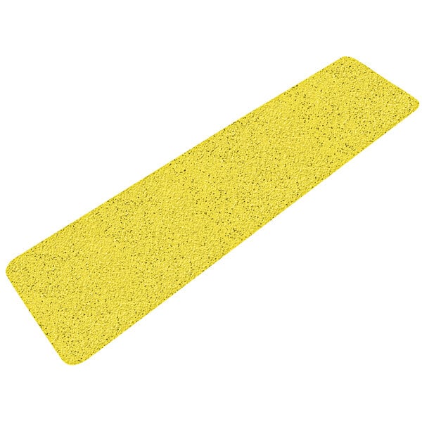 A yellow rectangular Wooster Flex-Tred anti-slip tape strip with black specks.