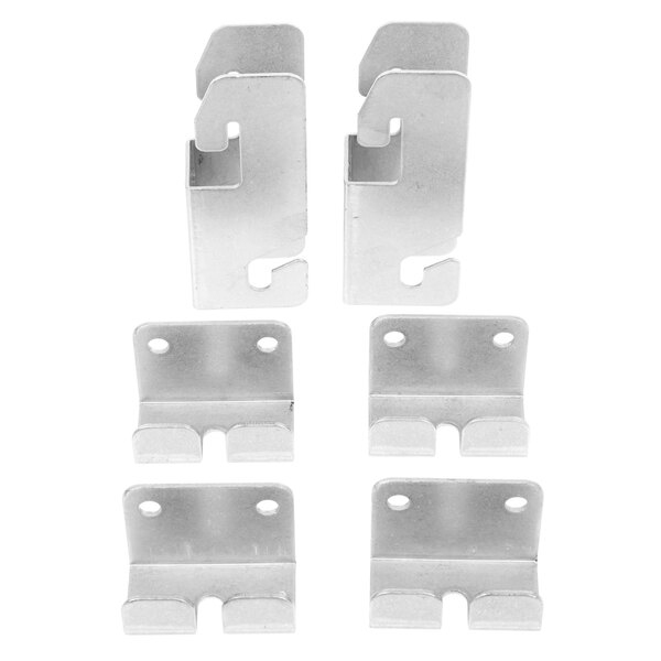 A set of four Metro stainless steel grid mounting brackets.