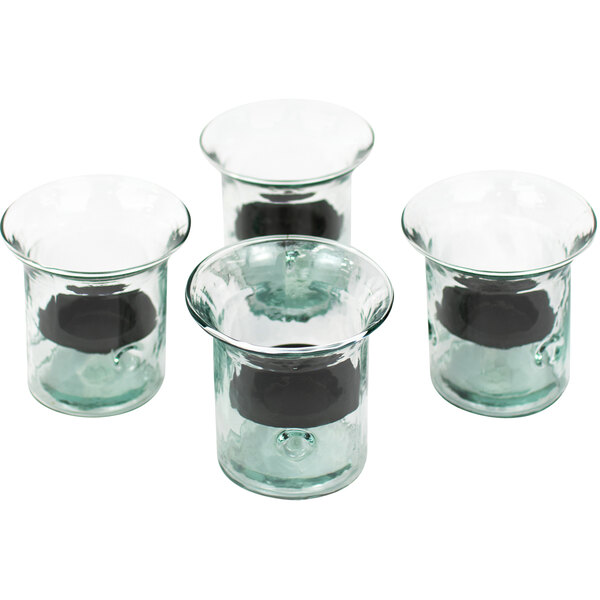 Kalalou 4Piece Small Recycled Glass Mini Cylindrical Hurricane Candle Holder with Rustic Metal