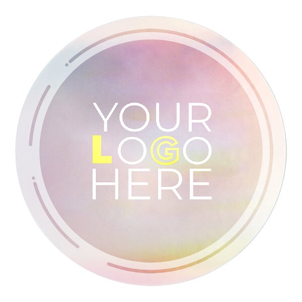 A white circle with a purple background and the words "Your Logo Here"