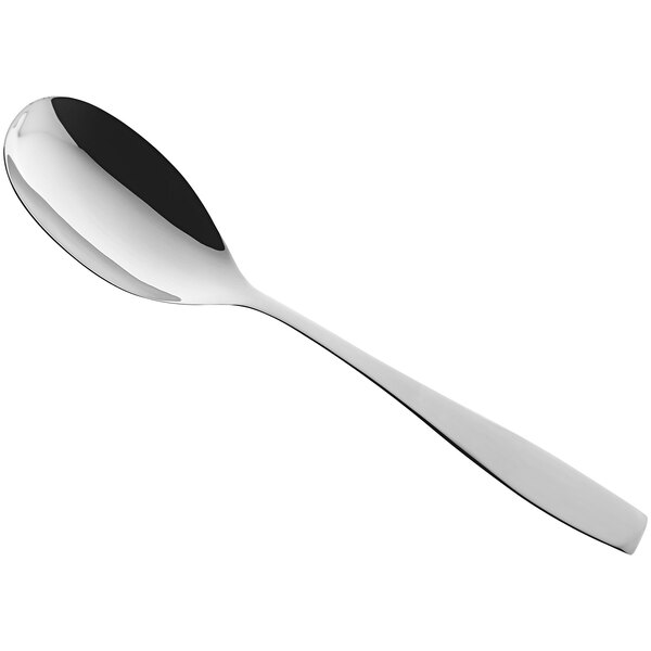 A RAK Porcelain stainless steel serving spoon with a silver handle on a white background.