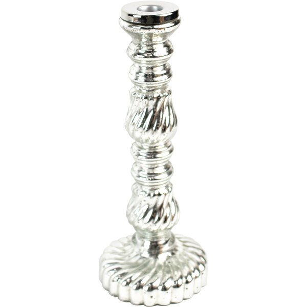 Kalalou 11 1/2" Antique Silver Glass Taper Candle Holder