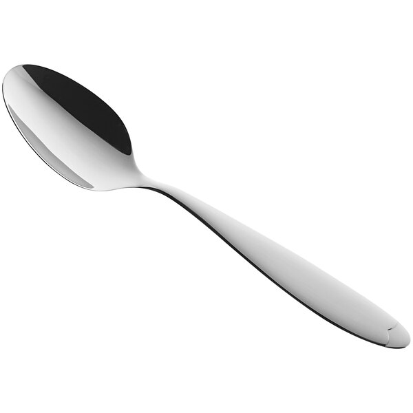 A RAK Porcelain Anna stainless steel serving spoon with a black handle and silver spoon.