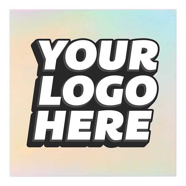 A white square sticker with a black and white logo and white text that says "Your Logo Here"