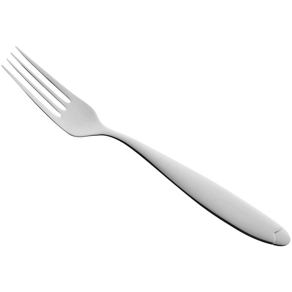 A RAK Porcelain Anna stainless steel salad/dessert fork with a white handle.