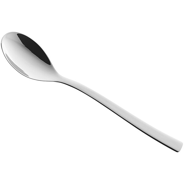 A RAK Porcelain stainless steel demitasse spoon with a silver handle on a white background.