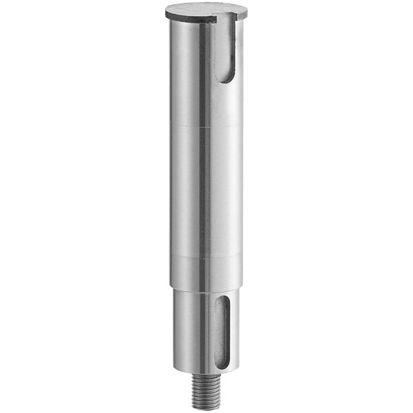 A silver metal cylinder with a threaded end.