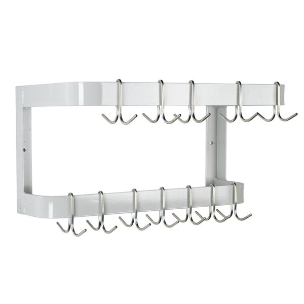 Advance Tabco GW-24 24" Powder Coated Steel Wall Mounted Double LinePot Rack with 12 Double Prong Hooks