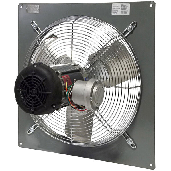 A metal Canarm explosion proof panel-mounted industrial fan.