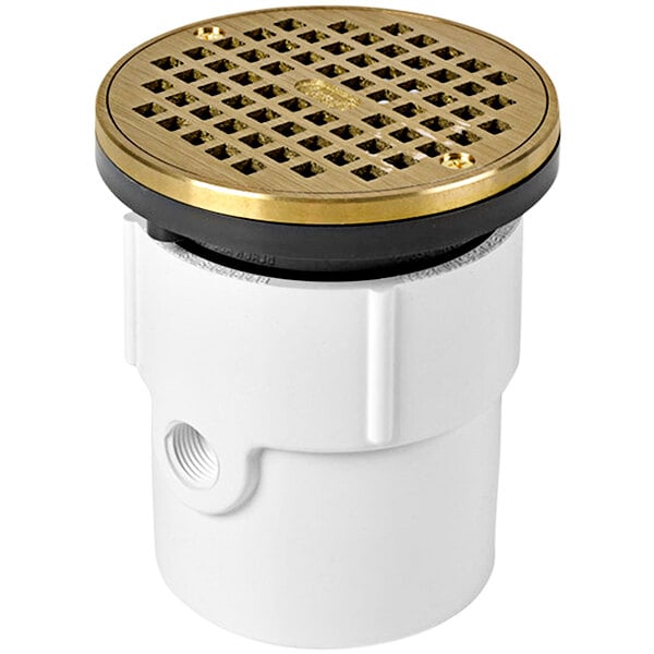 Oatey 72037, 3 or 4 PVC General Purpose Drain with 5 Brass Grate, Round Ring