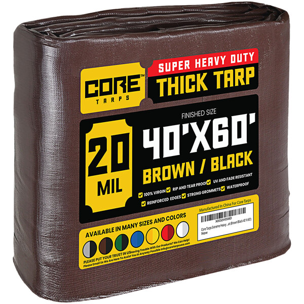 Core Tarps 40' x 60' Brown / Black Extreme HeavyDuty Weatherproof 20