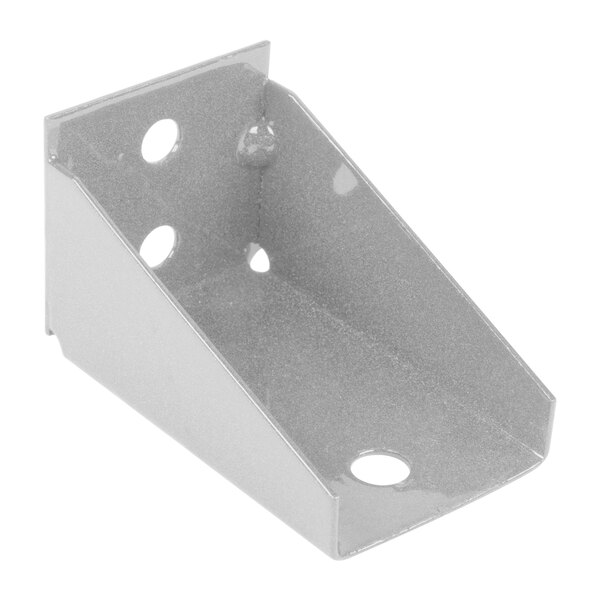 A silver stainless steel Metro wall mount end bracket with holes on the side.