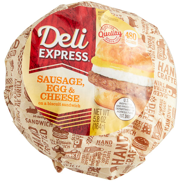 Deli Express Sausage, Egg, and Cheese Biscuit Breakfast Sandwich 5.8 oz
