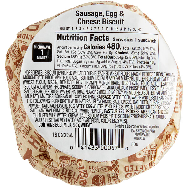 Deli Express Sausage, Egg, and Cheese Biscuit Breakfast Sandwich 5.8 oz