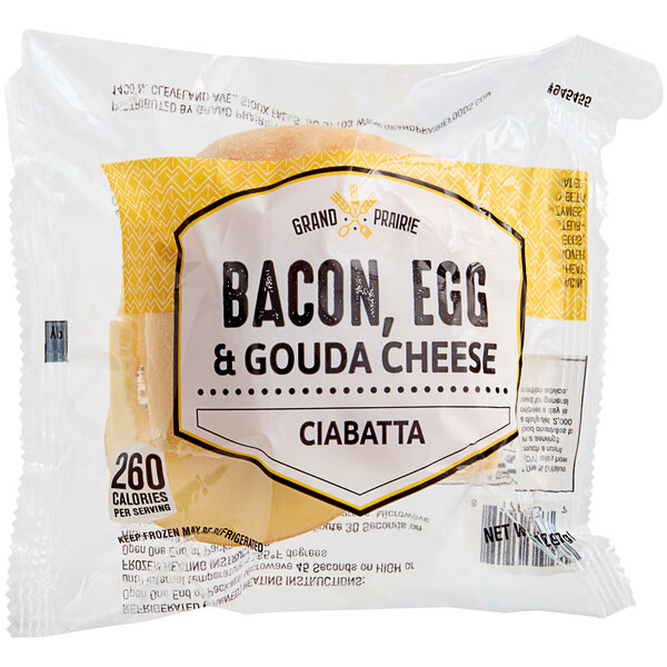 Grand Prairie Applewood Bacon, Egg, and Gouda Ciabatta Sandwich 3.7 oz