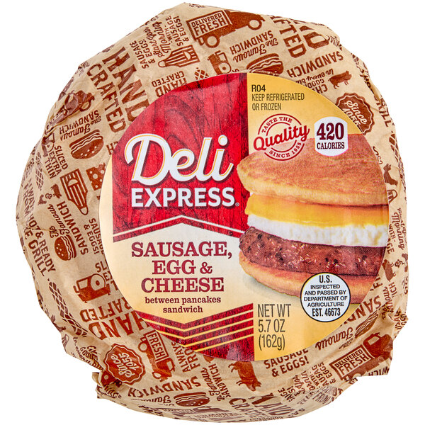 Deli Express Sausage, Egg, and Cheese Pancake Breakfast Sandwich 5.7 oz