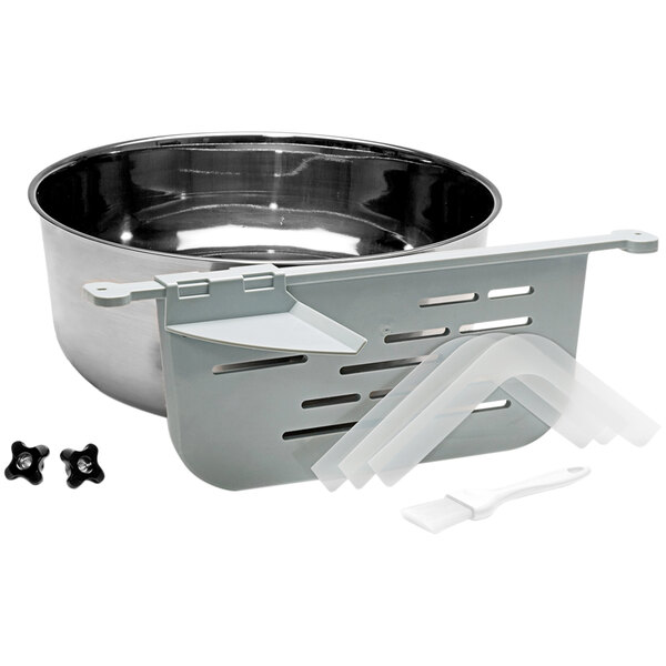 A ChocoVision stainless steel bowl with a white plastic holder.