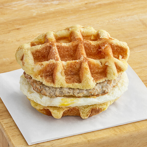 Grand Prairie Sausage and Egg Maple Waffle Sandwich 5.2 oz. 24/Case