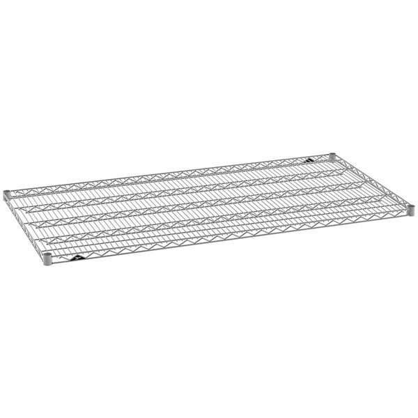 A Metroseal 4 wire shelf with a wire mesh on top.