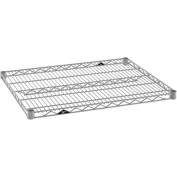 A Metroseal 4 wire shelf with wire mesh on top.