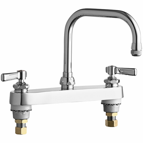 Chicago Faucets 527XKABCP DeckMounted Faucet with 8" Fixed Centers, 6 1/4" Rigid / Swing