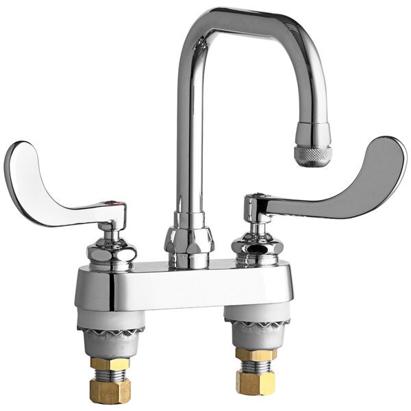 Chicago Faucets 526317ABCP DeckMounted Faucet with 4" Centers and 6 1/4" Rigid / Swing