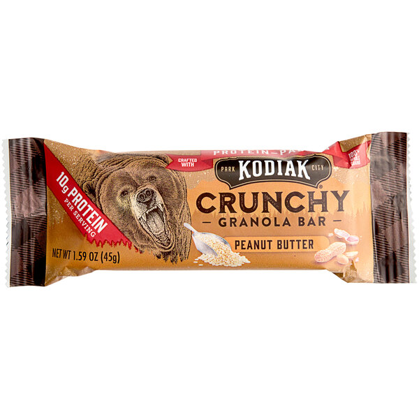 Kodiak Cakes 2-Count (1.59 oz.) Peanut Butter Crunchy Granola Bar - 48/Case