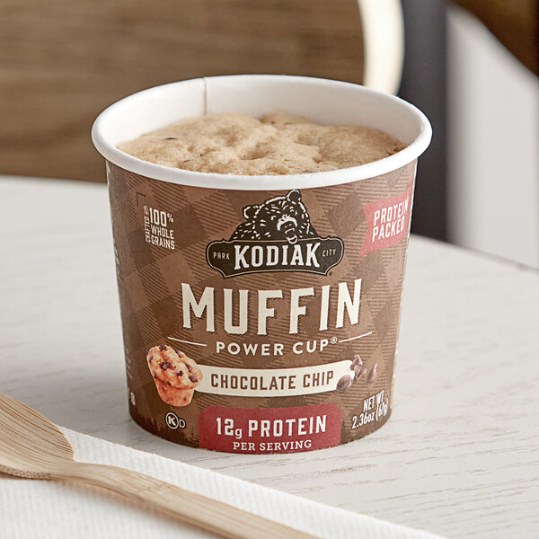 Kodiak Cakes Chocolate Chip Minute Muffin Cup 2.36 oz. - 12/Case