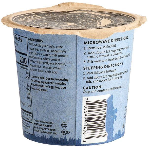 Kodiak Cakes Blueberries and Cream Oatmeal Cup 2.12 oz. 12/Case