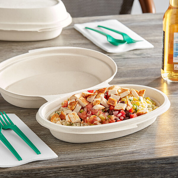 Fiber Burrito Bowl Clamshell To Go Container 250/Case