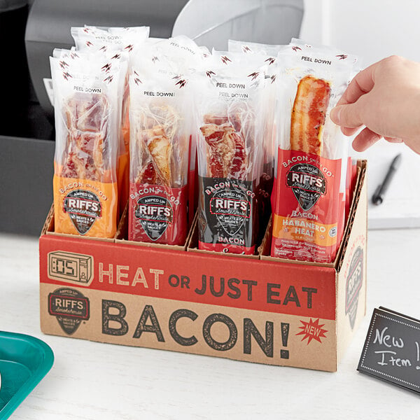 Riff's Smokehouse Bacon On the Go Habanero Heat Variety Pack 0.7 oz. -  48/Case