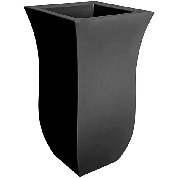 A black rectangular planter with a square top.